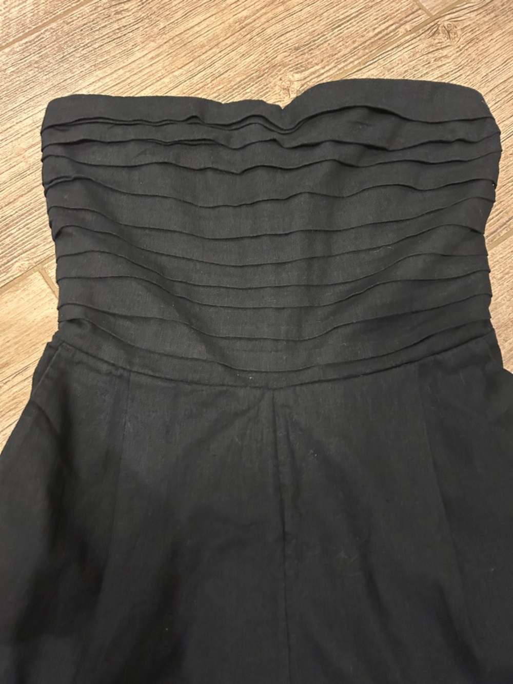 Abercrombie & Fitch Black Strapless Wide-Leg Jumpsuit- Linen and Cotton Blend - Picture 8 of 16